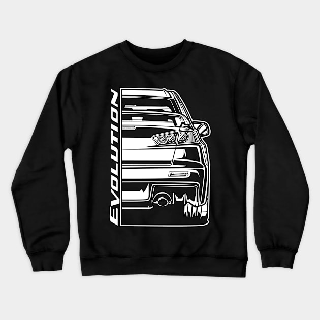 Lancer Evolution X (White Print) Crewneck Sweatshirt by idrdesign